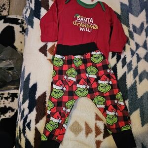 Red and Black Grinch Pajama Set